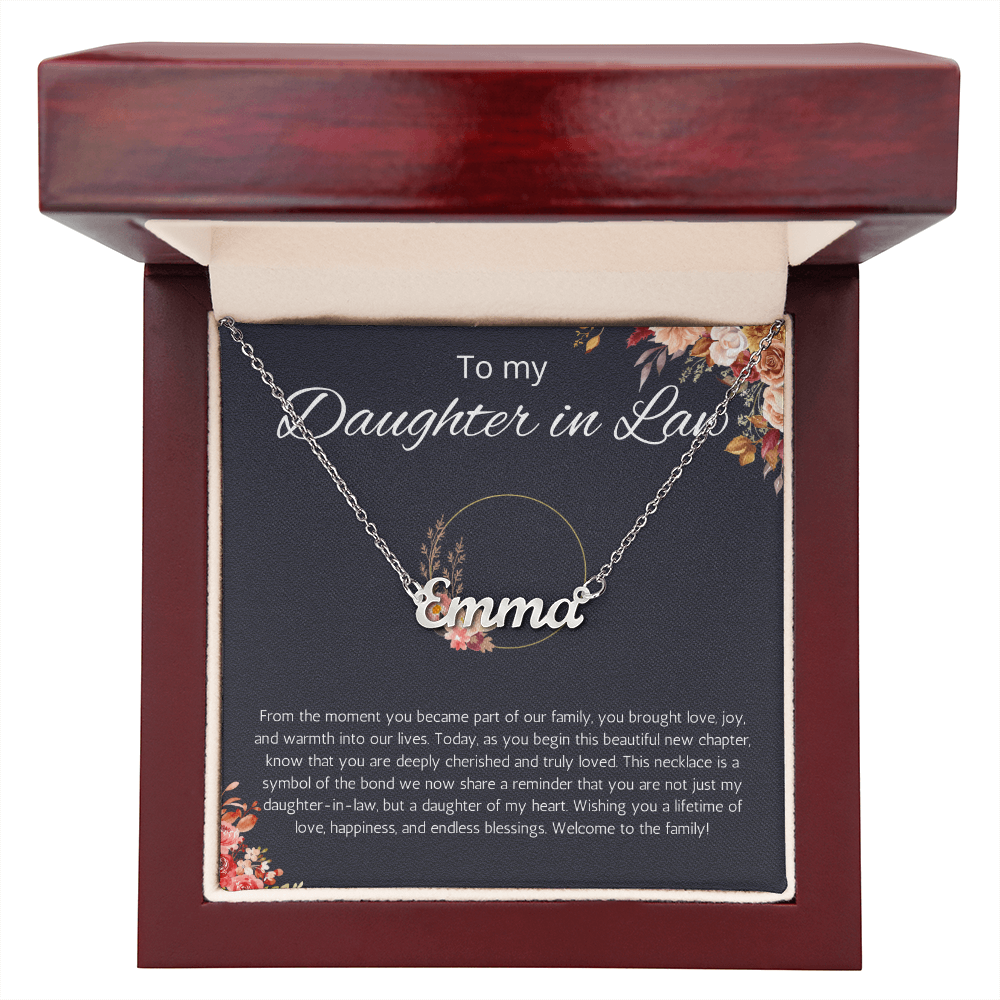 To My Daughter In Law Custom Name Necklace, Birthday Gift Necklace, Wedding, Christmas Gift For Daughter in Law Personalized Name Necklace