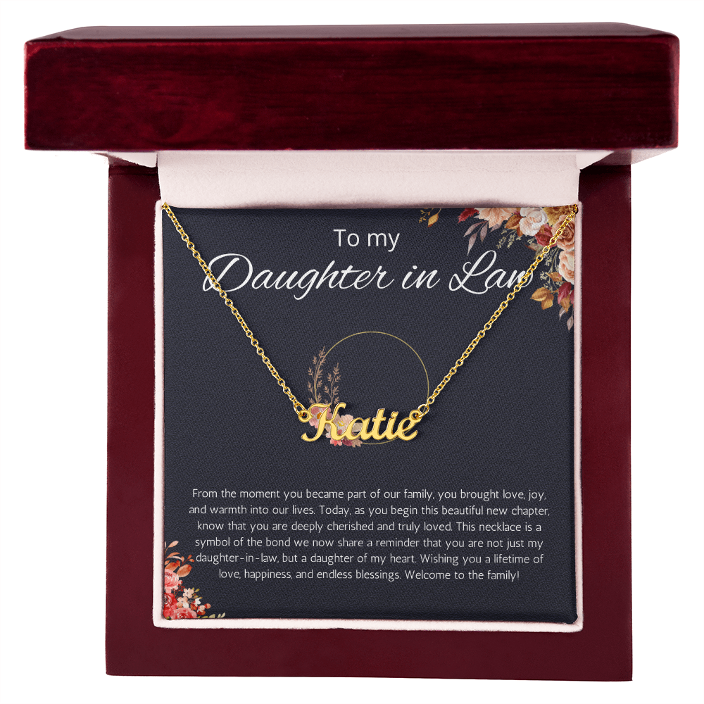 To My Daughter In Law Custom Name Necklace, Birthday Gift Necklace, Wedding, Christmas Gift For Daughter in Law Personalized Name Necklace