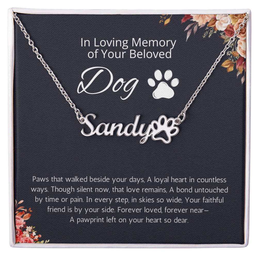 Dog Memorial Gift, Personalized Dog Paw Necklace, Pet Loss Gift, Loss of Dog Gift, Memory of dog, Remembrance gift for loss of Dog