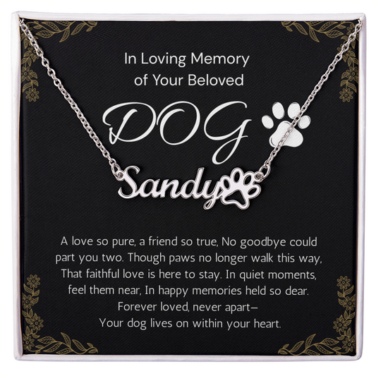 Dog Memorial Gift, Pet Loss Gift, Personalized Dog Paw Necklace, Loss of Dog Gift, Memory of dog, Remembrance gift for loss of Dog
