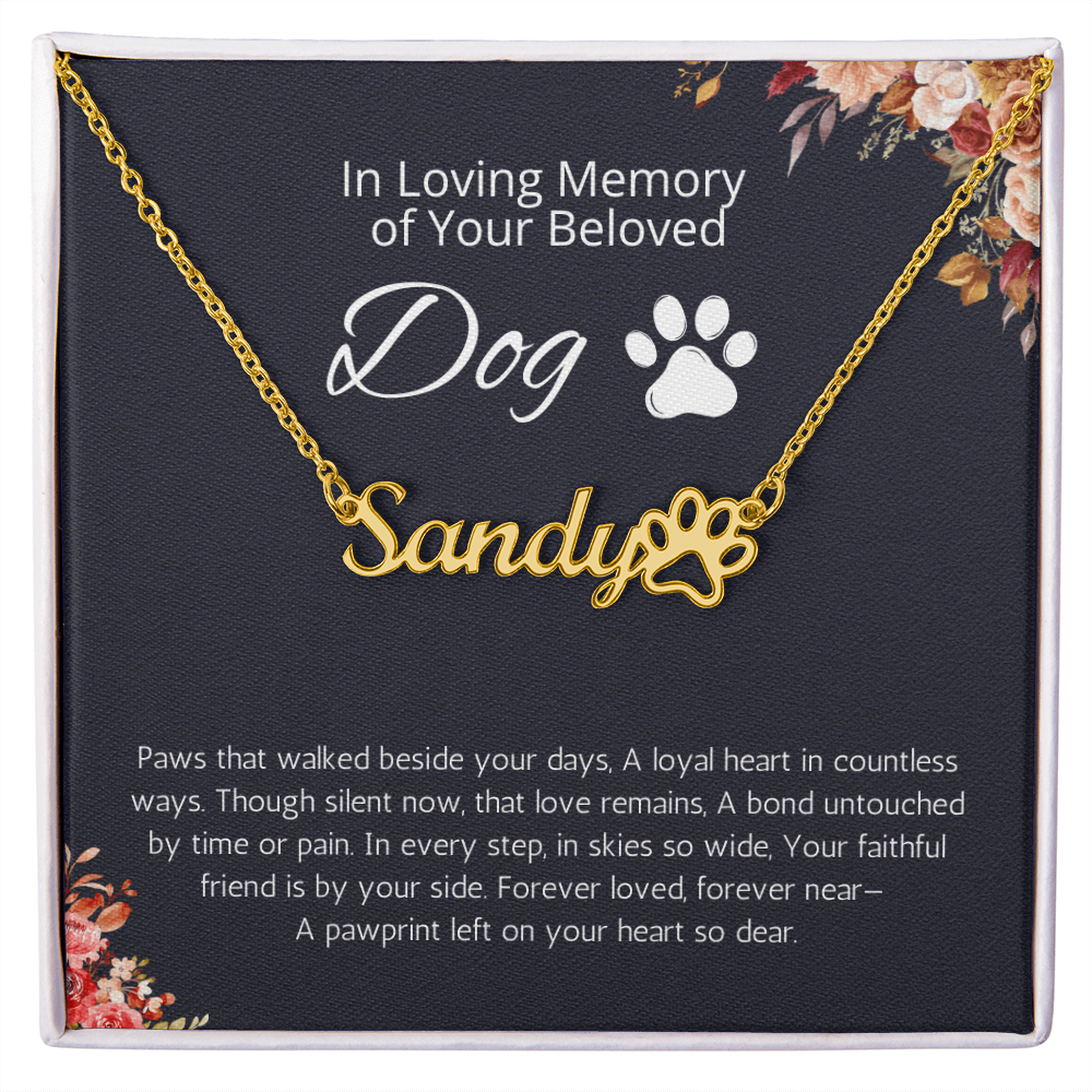 Dog Memorial Gift, Personalized Dog Paw Necklace, Pet Loss Gift, Loss of Dog Gift, Memory of dog, Remembrance gift for loss of Dog