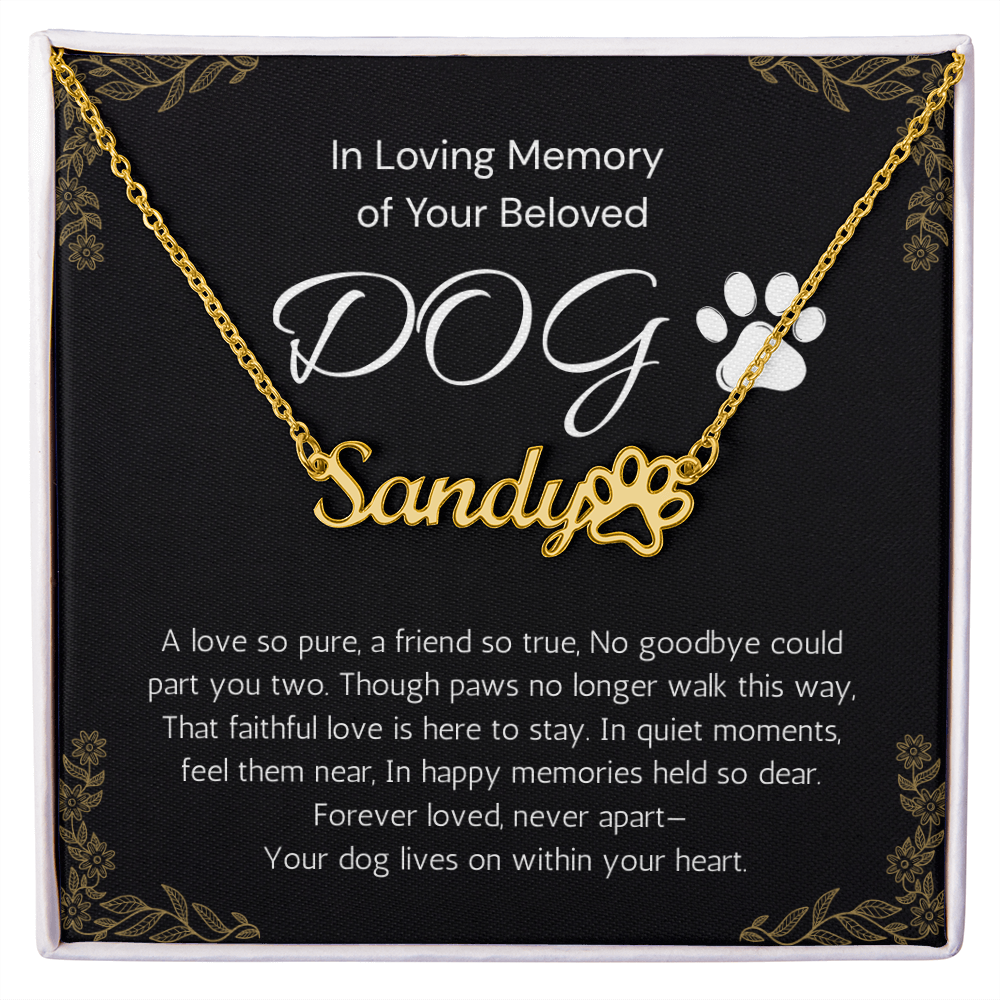 Dog Memorial Gift, Pet Loss Gift, Personalized Dog Paw Necklace, Loss of Dog Gift, Memory of dog, Remembrance gift for loss of Dog