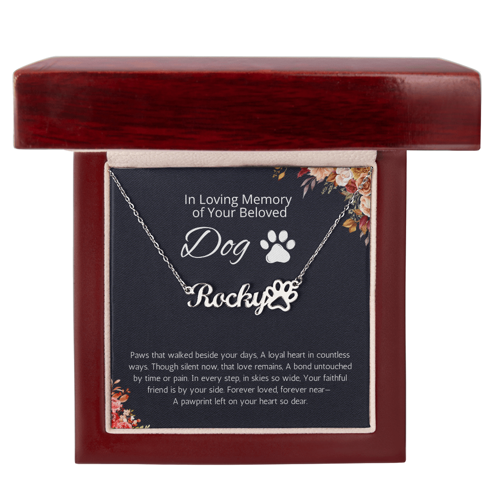 Dog Memorial Gift, Personalized Dog Paw Necklace, Pet Loss Gift, Loss of Dog Gift, Memory of dog, Remembrance gift for loss of Dog