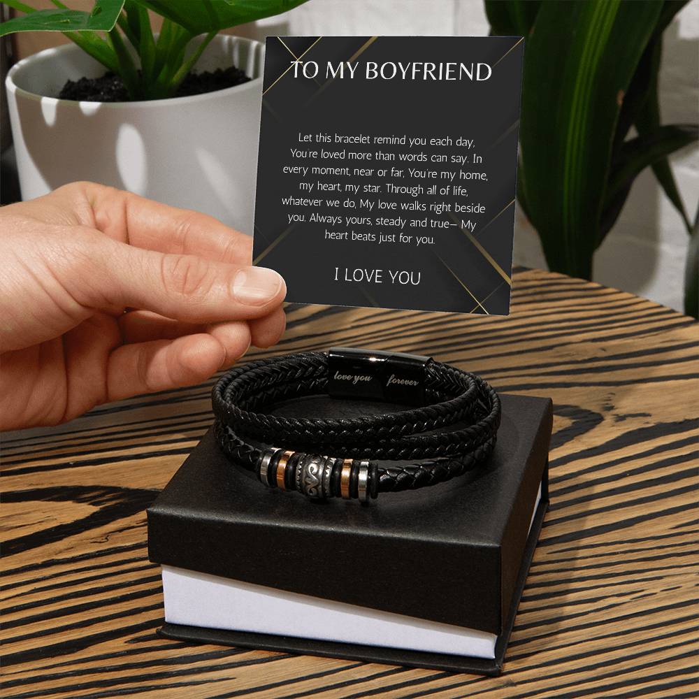 To My Boyfriend Bracelet, Bracelet for Boyfriend, Anniversary Gift for Him, Valentine Gift for Men, Boyfriend Birthday Gift