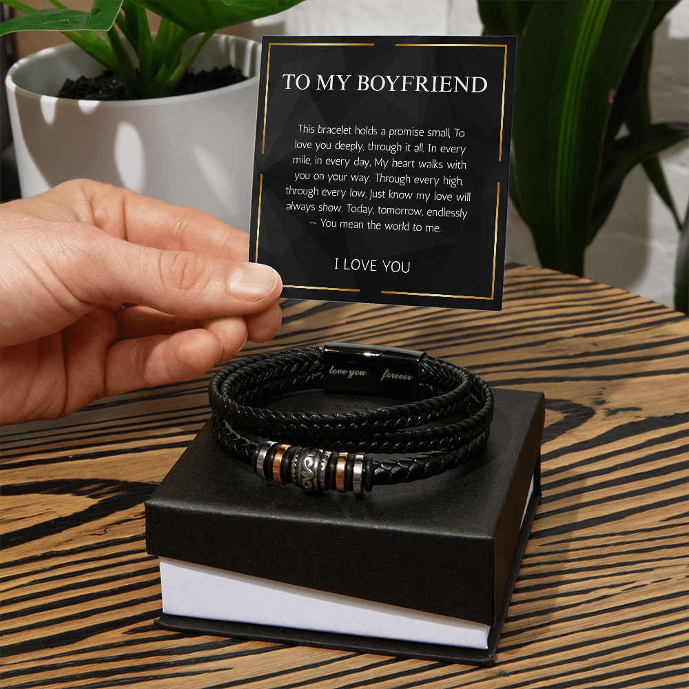 To My Boyfriend Promise Bracelet, Bracelet for Boyfriend, Valentine Gift for Men, Boyfriend Birthday Gift, Anniversary Gift for Him