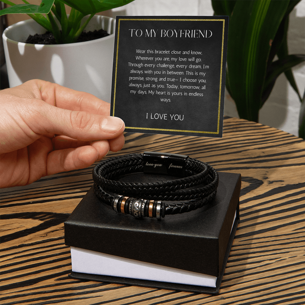 To My Boyfriend Bracelet, Valentine Gift for Men, Bracelet for Boyfriend, Anniversary Gift for Him,  Boyfriend Birthday Gift