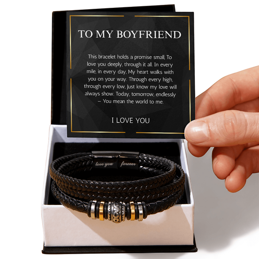To My Boyfriend Promise Bracelet, Bracelet for Boyfriend, Valentine Gift for Men, Boyfriend Birthday Gift, Anniversary Gift for Him