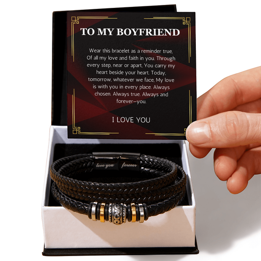 To My Boyfriend Bracelet, Bracelet for Boyfriend, Valentine Gift for Men, Boyfriend Birthday Gift, Anniversary Gift for Him from Girlfriend