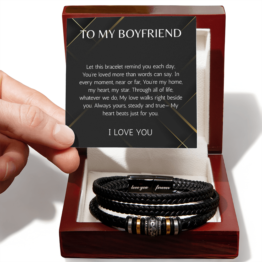 To My Boyfriend Bracelet, Bracelet for Boyfriend, Anniversary Gift for Him, Valentine Gift for Men, Boyfriend Birthday Gift