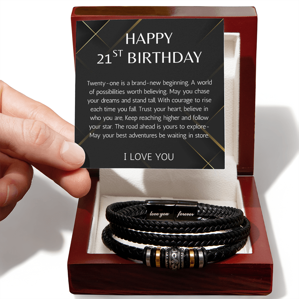 21st Birthday Gift for Him - Men's Bracelet, Meaningful gift for Son, Grandson, Nephew, Friend, Boyfriend