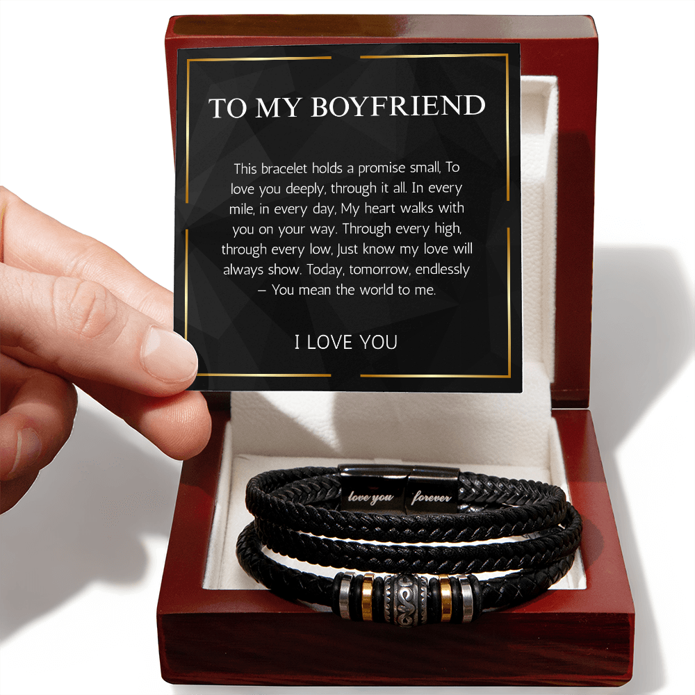 To My Boyfriend Promise Bracelet, Bracelet for Boyfriend, Valentine Gift for Men, Boyfriend Birthday Gift, Anniversary Gift for Him