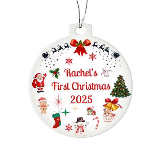 Personalized Baby's First Christmas Ornament Gift 2025, Acrylic Bulb Christmas tree Ornament, Custom Name Gift For New Born Boy or Girl, New Baby Gift