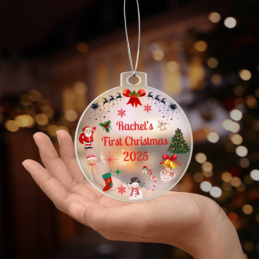 Personalized Baby's First Christmas Ornament Gift 2025, Acrylic Bulb Christmas tree Ornament, Custom Name Gift For New Born Boy or Girl, New Baby Gift
