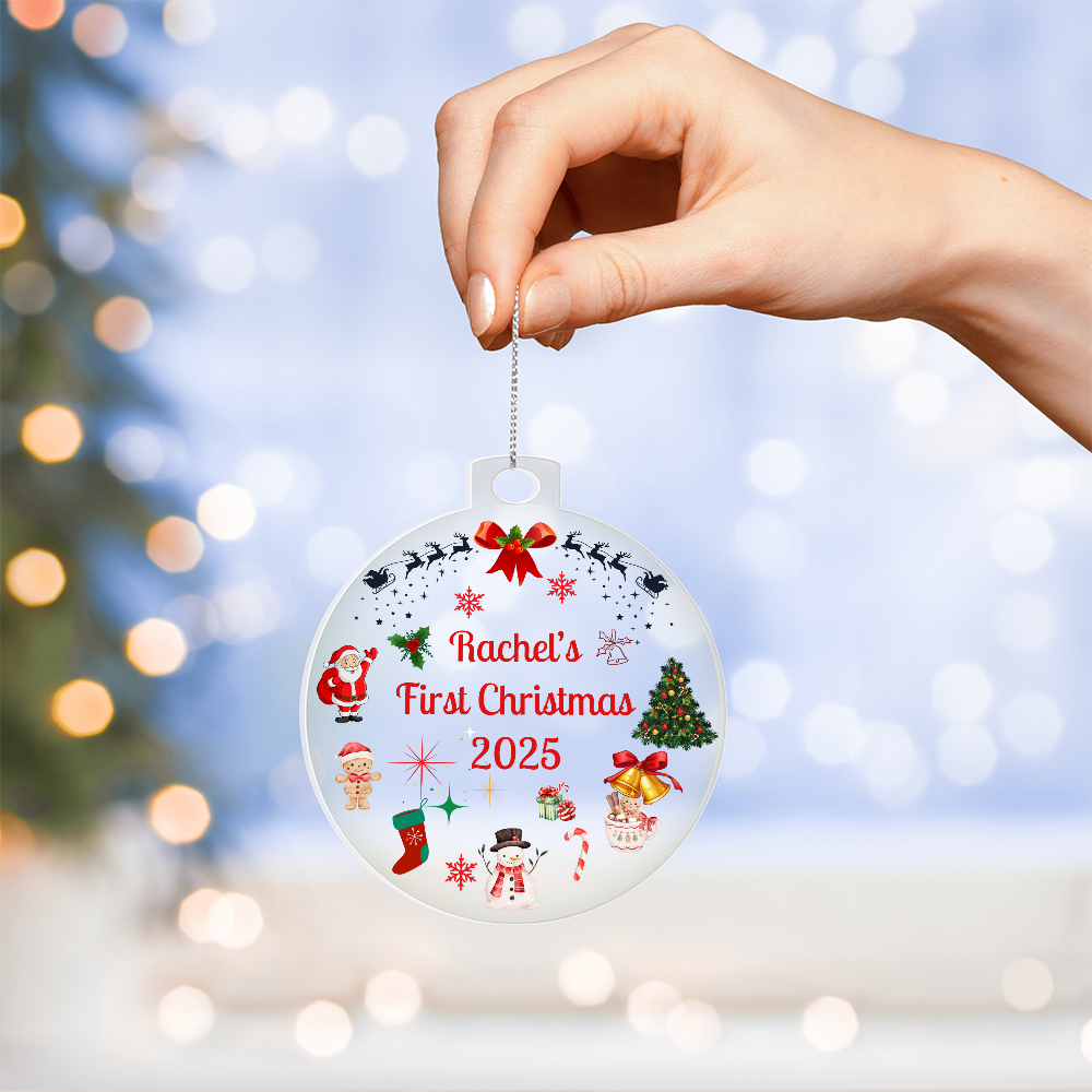 Personalized Baby's First Christmas Ornament Gift 2025, Acrylic Bulb Christmas tree Ornament, Custom Name Gift For New Born Boy or Girl, New Baby Gift