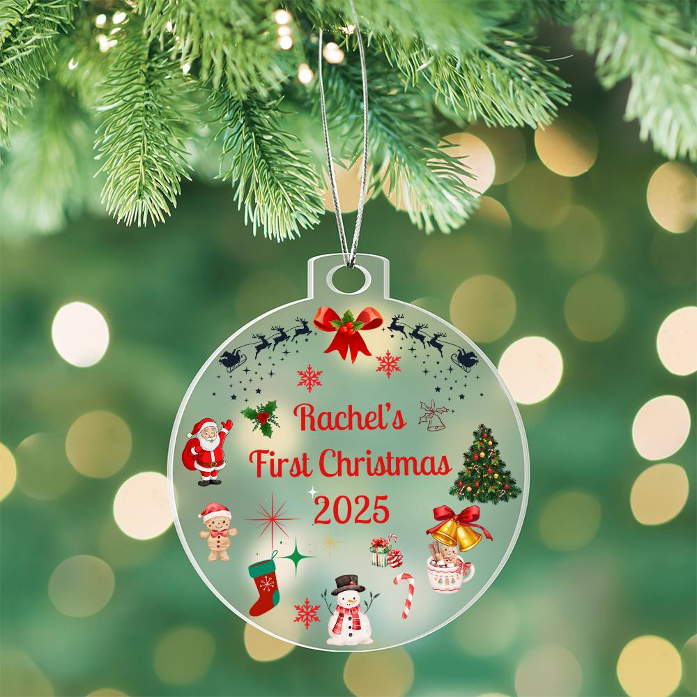 Personalized Baby's First Christmas Ornament Gift 2025, Acrylic Bulb Christmas tree Ornament, Custom Name Gift For New Born Boy or Girl, New Baby Gift