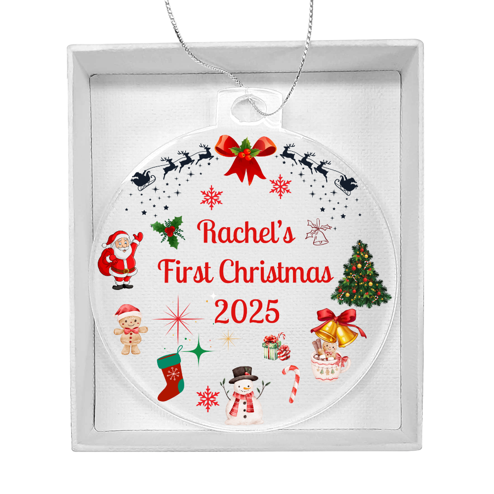 Personalized Baby's First Christmas Ornament Gift 2025, Acrylic Bulb Christmas tree Ornament, Custom Name Gift For New Born Boy or Girl, New Baby Gift