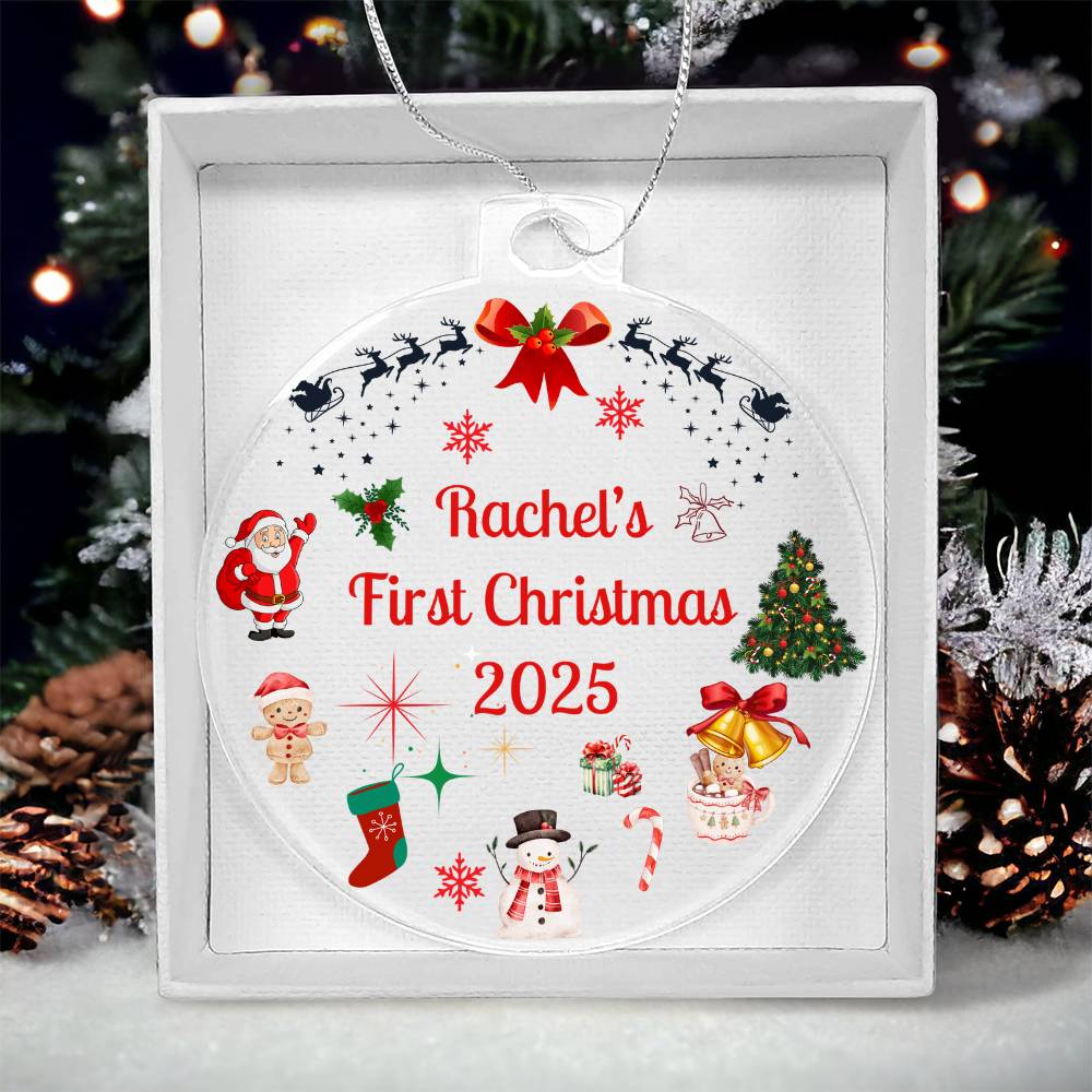 Personalized Baby's First Christmas Ornament Gift 2025, Acrylic Bulb Christmas tree Ornament, Custom Name Gift For New Born Boy or Girl, New Baby Gift