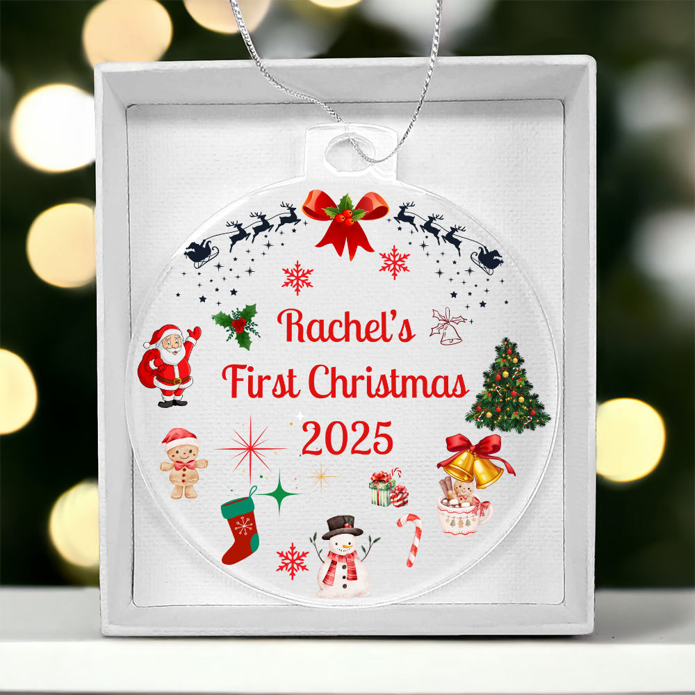 Personalized Baby's First Christmas Ornament Gift 2025, Acrylic Bulb Christmas tree Ornament, Custom Name Gift For New Born Boy or Girl, New Baby Gift