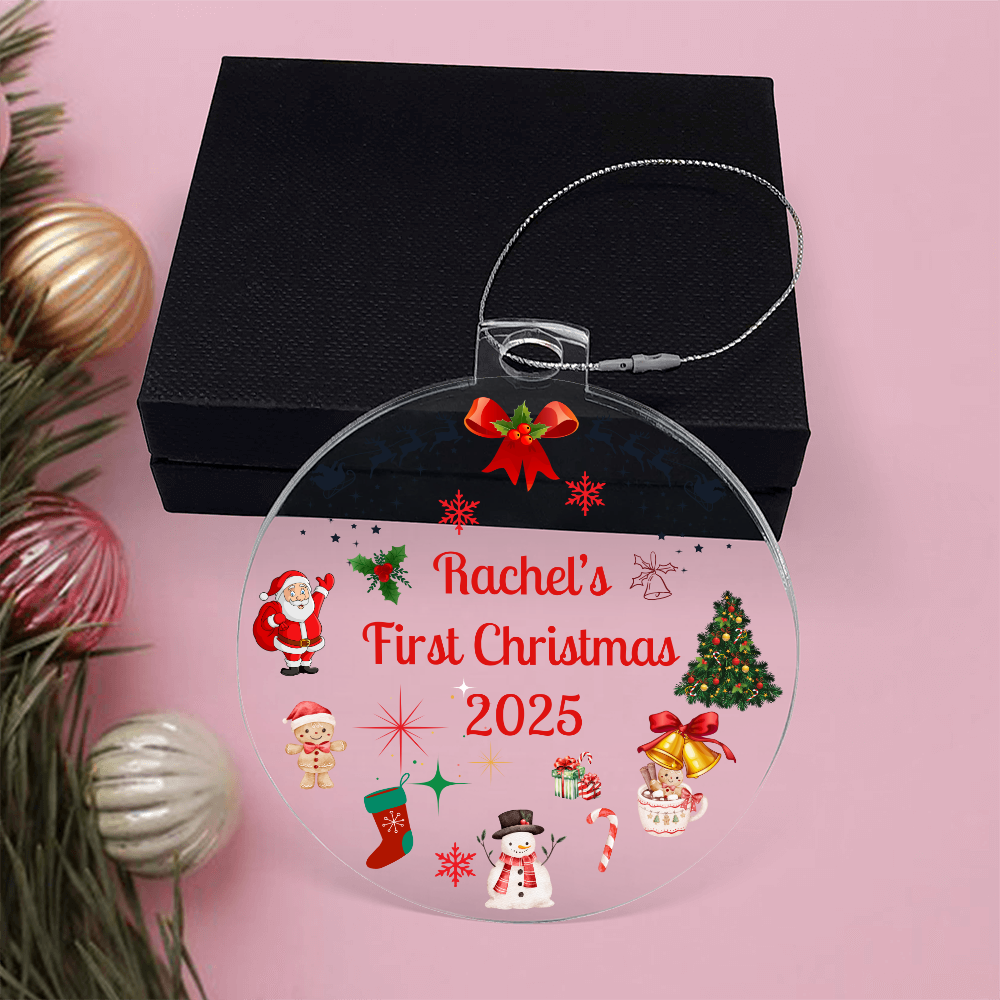 Personalized Baby's First Christmas Ornament Gift 2025, Acrylic Bulb Christmas tree Ornament, Custom Name Gift For New Born Boy or Girl, New Baby Gift