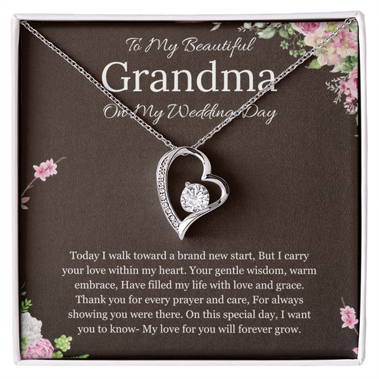Grandmother of the Bride Gift to Grandma Wedding Gift for Grandma of the Bride Grandmother Wedding Necklace Forever Love Jewelry