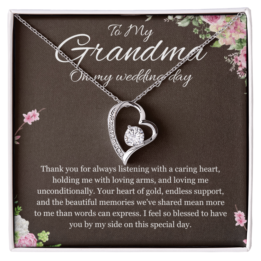 Grandmother of the Bride Gift Necklace Gift to Grandma on Wedding Day Bride Jewelry Forever Love Present
