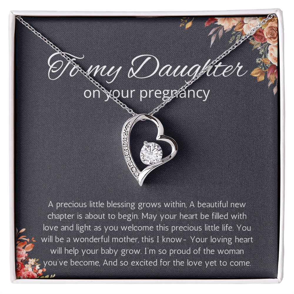 Daughter Pregnancy Gift for Baby Shower Necklace, Mom to be Jewelry Pregnant Daughter Gift from Mom Forever Love