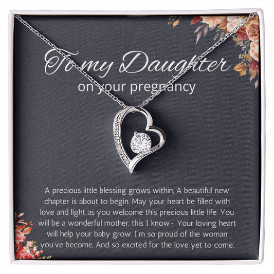 Daughter Pregnancy Gift for Baby Shower Necklace, Mom to be Jewelry Pregnant Daughter Gift from Mom Forever Love