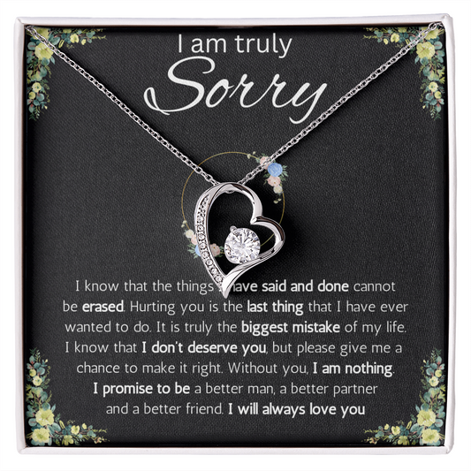 I'm sorry gift for her, apology gifts for her, i love you, i'm sorry gift necklace, sorry, forgiveness Solitaire Crystal necklace with message card