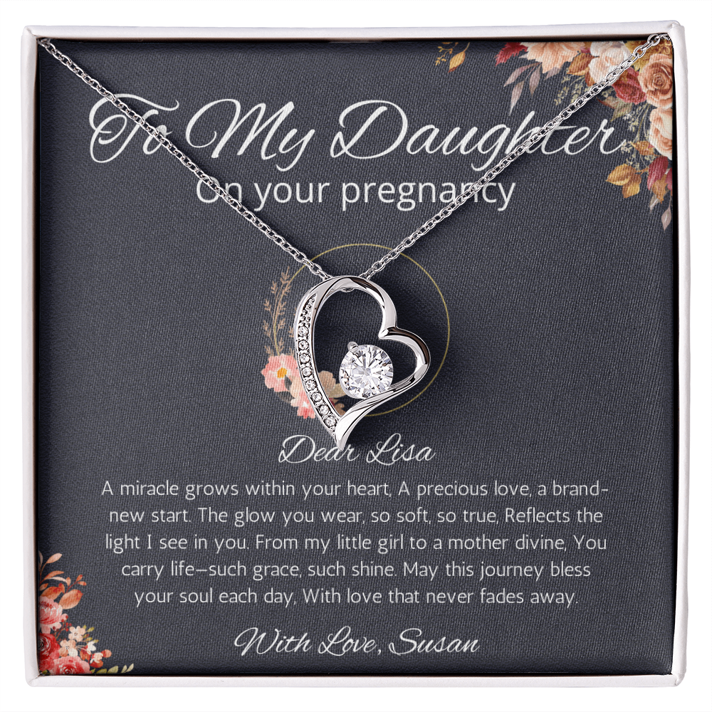 Daughter Pregnancy Gift Necklace, Personalized Gift From Mom, Baby shoer Gift  Forever Love Jewelry for  Pregnant Daughter Gift from Mom
