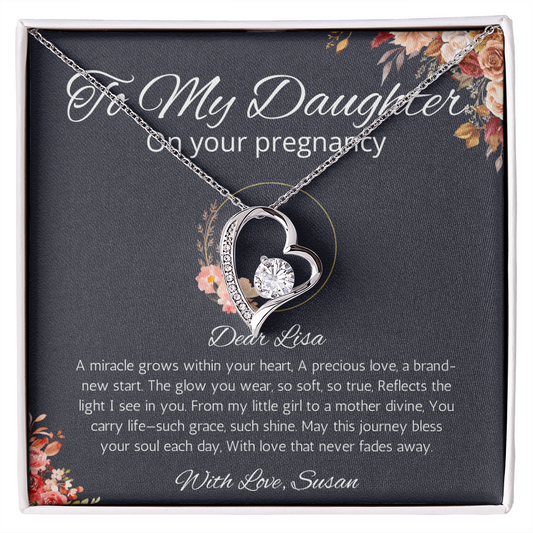 Daughter Pregnancy Gift Necklace, Personalized Gift From Mom, Baby shoer Gift  Forever Love Jewelry for  Pregnant Daughter Gift from Mom
