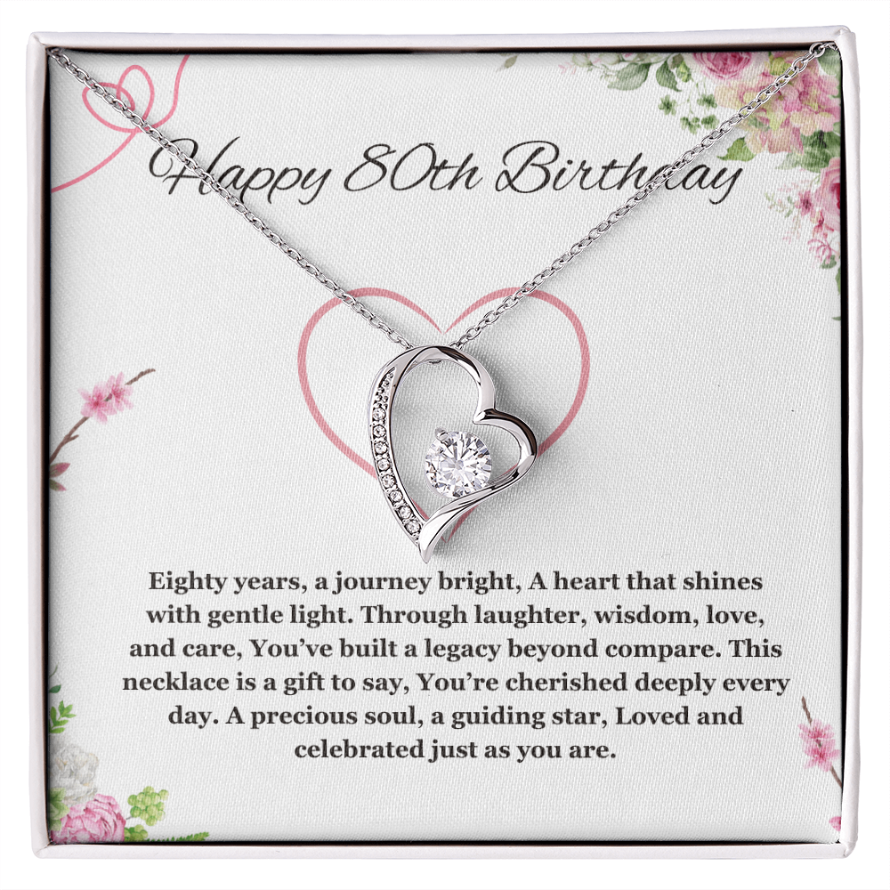 80th birthday gift for women, 80th birthday gift for mom, grandma, nana, Forever Love gift necklace, 80th birthday jewelry necklace, turning 80