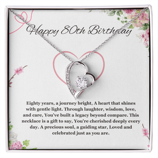 80th birthday gift for women, 80th birthday gift for mom, grandma, nana, Forever Love gift necklace, 80th birthday jewelry necklace, turning 80