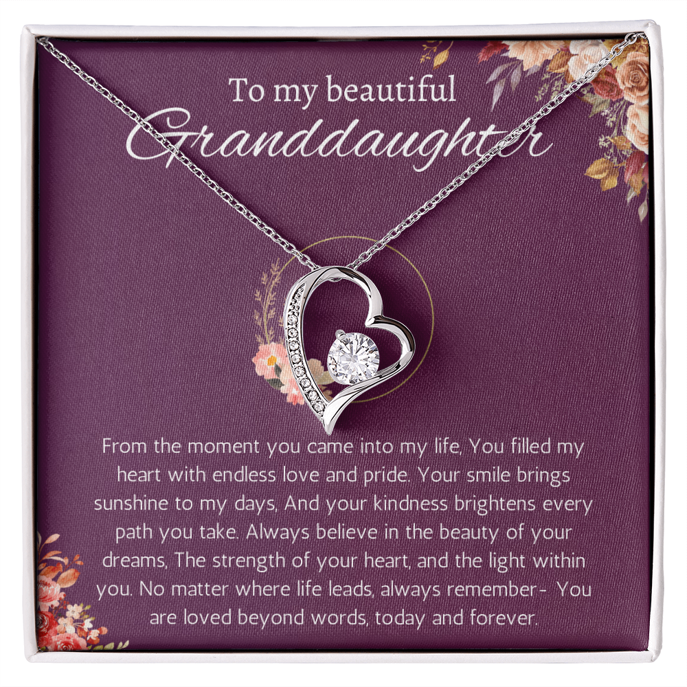 Granddaughter Gift Necklace for Birthday Christmas, Valentines, Mothers Day, Graduation Jewelry from Grandpa Grandma forever Love