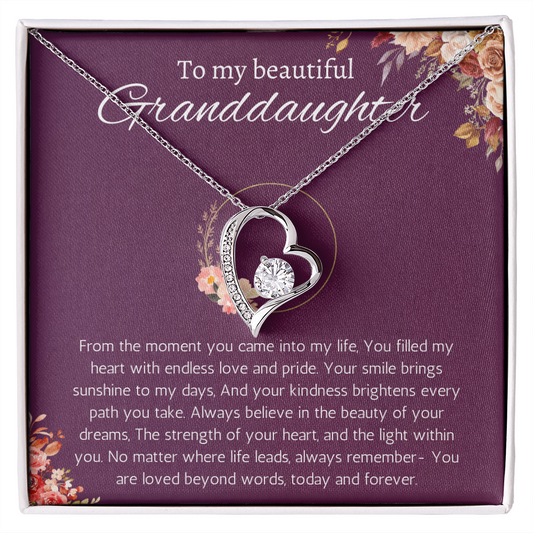 Granddaughter Gift Necklace for Birthday Christmas, Valentines, Mothers Day, Graduation Jewelry from Grandpa Grandma forever Love