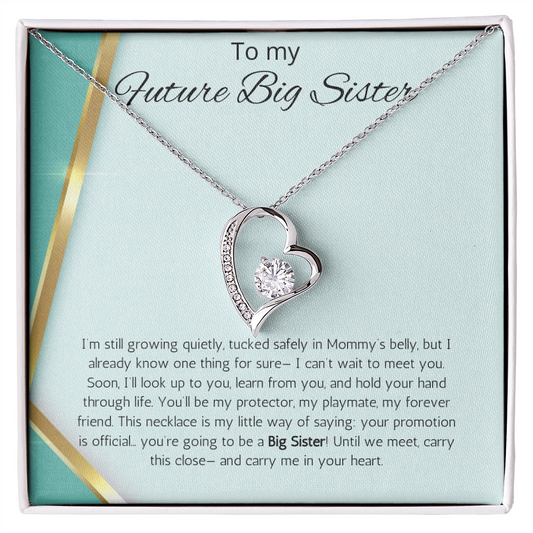 Promoted to Big Sister Gift Necklace Pregnancy Reveal Announcement Forever Love Jewelry Present