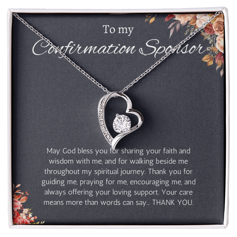 Confirmation Sponsor Gift for Women, Catholic Sponsor Gifts Thank you Gift Sponsor Confirmation Forever Love Jewelry Necklace