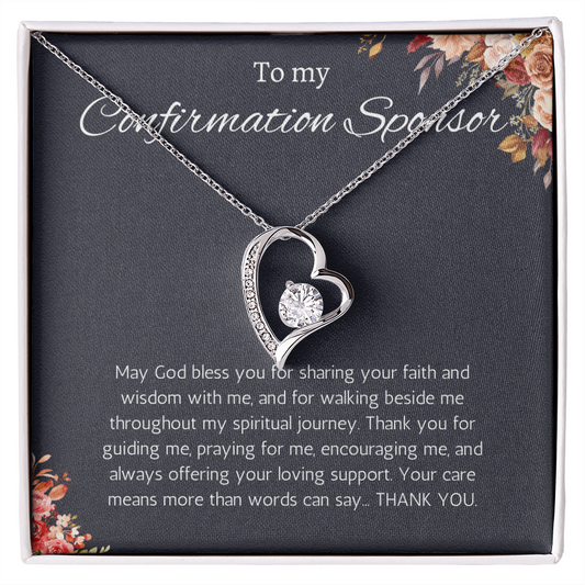 Confirmation Sponsor Gift for Women, Catholic Sponsor Gifts Thank you Gift Sponsor Confirmation Forever Love Jewelry Necklace