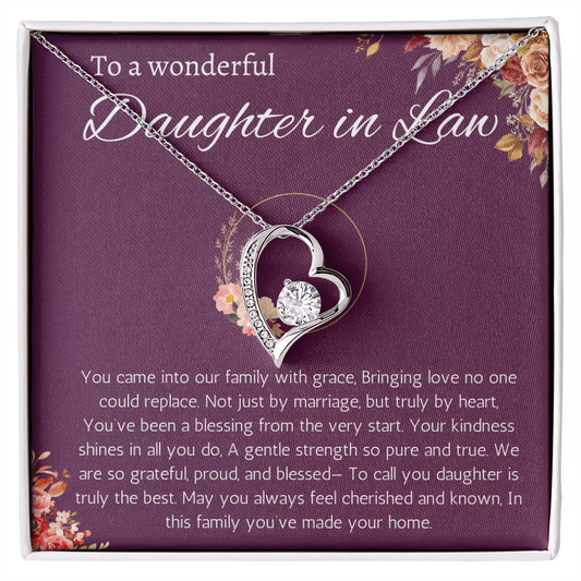 Daughter in Law Gift Necklace, Birthday, Wedding Gift Necklace for Daughter in Law, Forever Love Necklace From Mother in Law, Father in Law