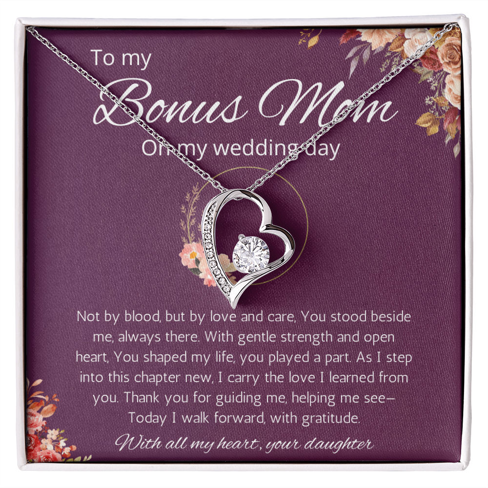 Bonus Mom Gift Necklace from Bride, Step Mother Wedding Gift From bride, Forever Love Gift Necklace From Bride to Stepmom from Stepdaughter