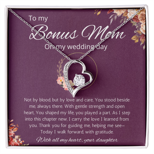 Bonus Mom Gift Necklace from Bride, Step Mother Wedding Gift From bride, Forever Love Gift Necklace From Bride to Stepmom from Stepdaughter