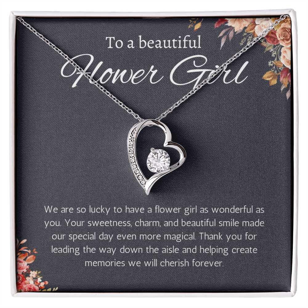 Flower Girl Gift Necklace Flower Girl Thank You Gift Flower Girl Wedding Gift Wedding Bridal Party Forever Love Jewelry