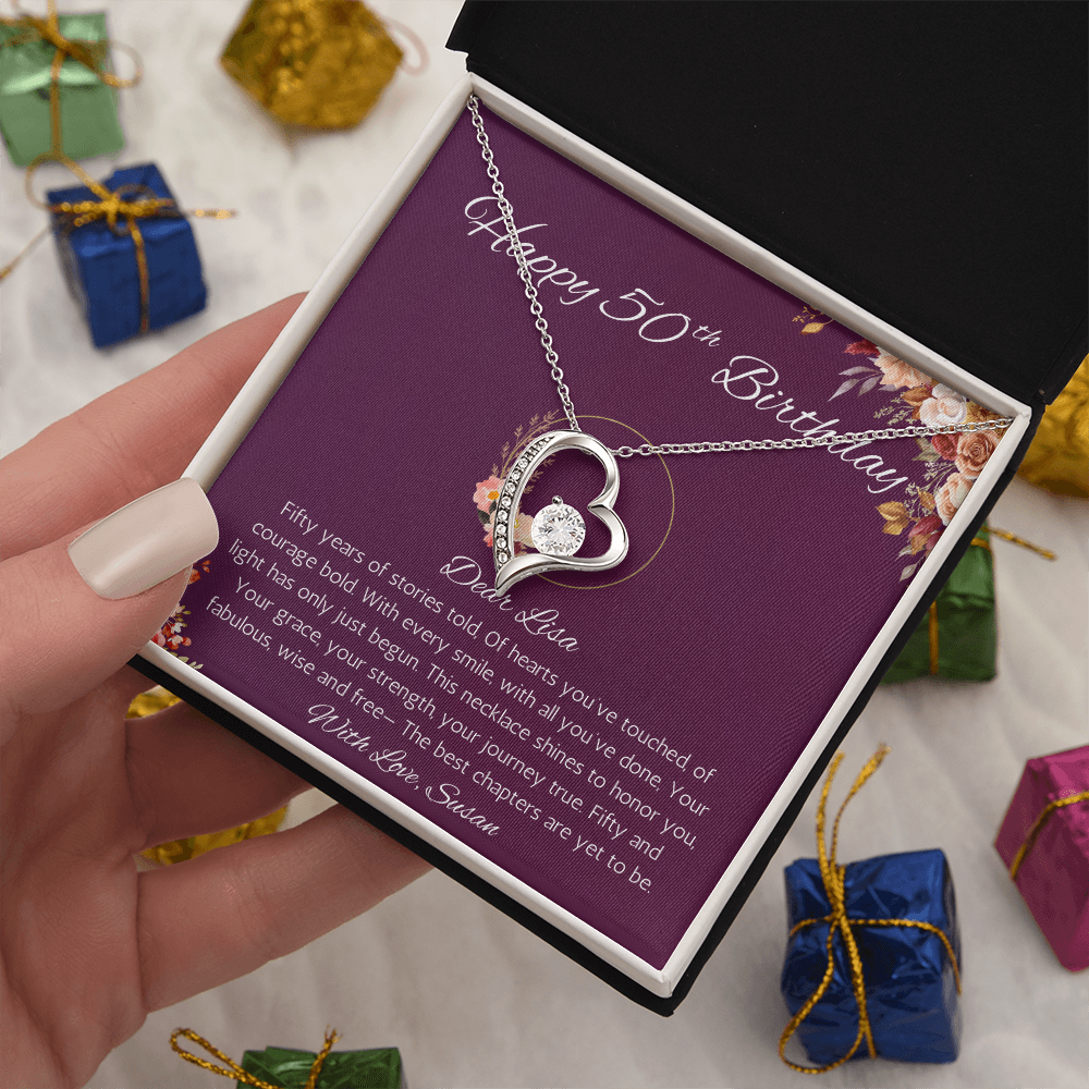 50th Birthday Gift for Women, Personalized 50th Birthday Forever Love Gift Necklace, Fiftieth Birthday Gift Jewelry for Women, Mom, Wife, Sister