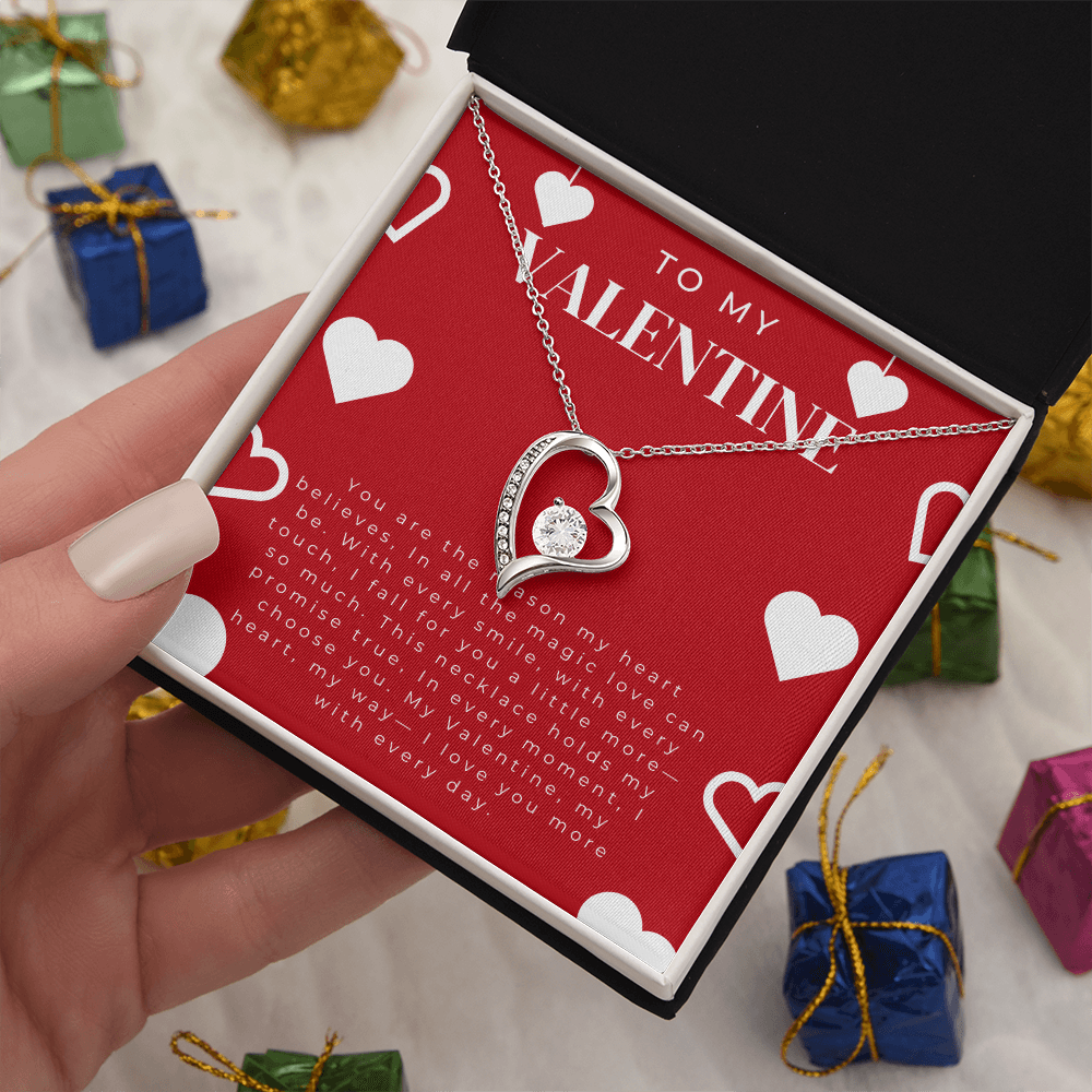To My valentine Gift Necklace, Forever Love Necklace For Valentines Day Gift for Girlfriend, Wife Partner from Boyfriend Husband
