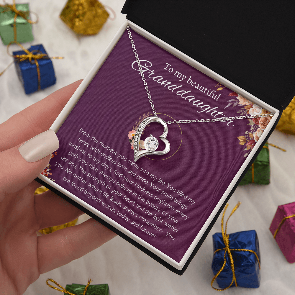 Granddaughter Gift Necklace for Birthday Christmas, Valentines, Mothers Day, Graduation Jewelry from Grandpa Grandma forever Love