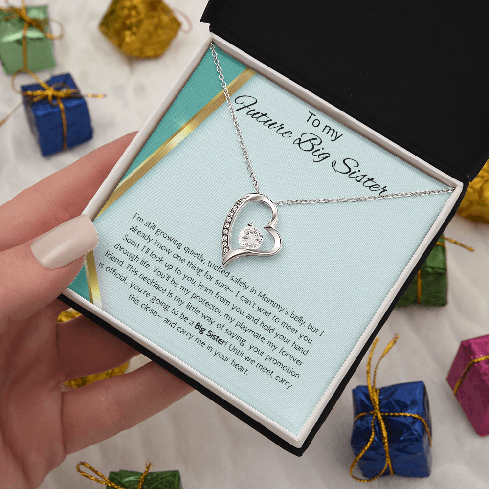 Promoted to Big Sister Gift Necklace Pregnancy Reveal Announcement Forever Love Jewelry Present