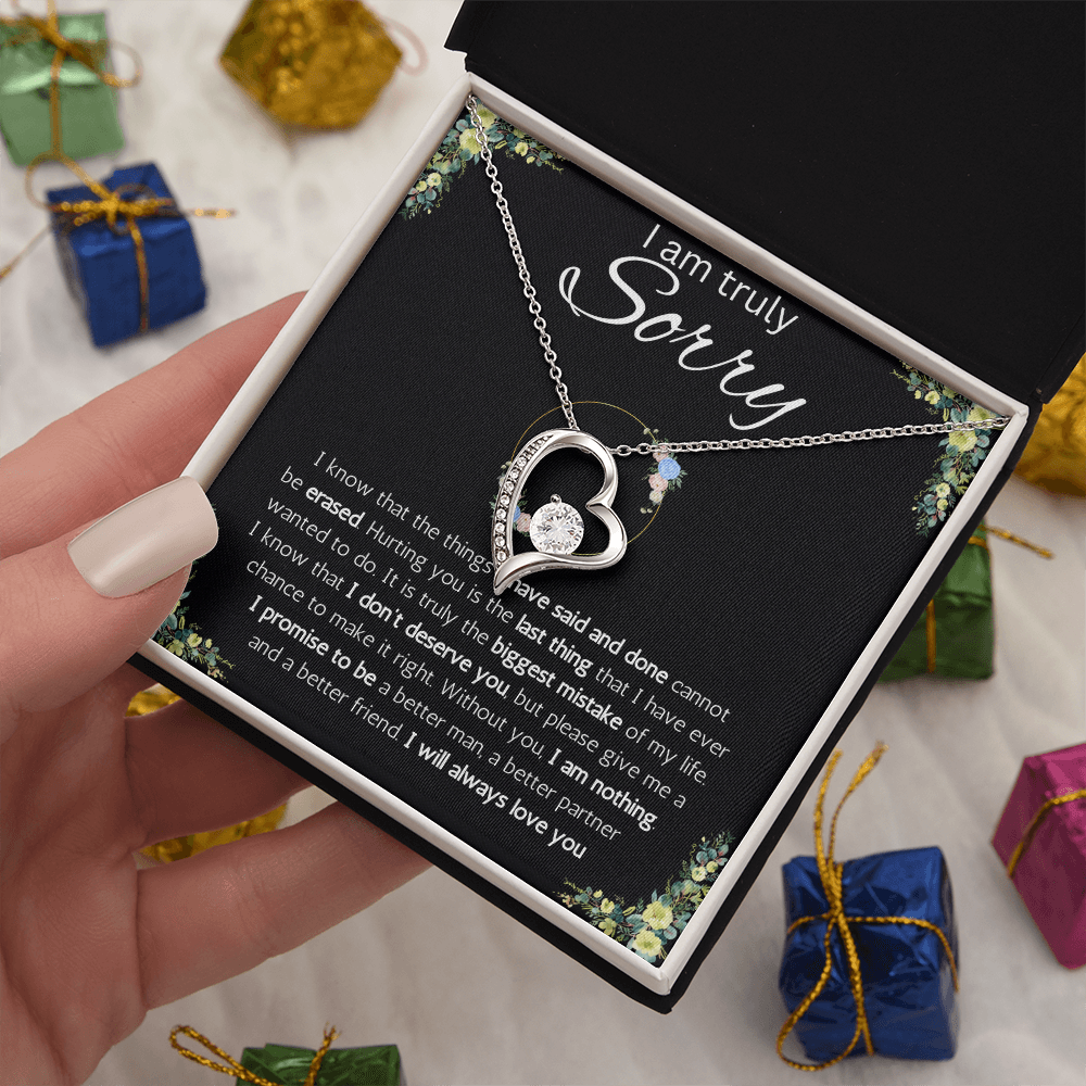 I'm sorry gift for her, apology gifts for her, i love you, i'm sorry gift necklace, sorry, forgiveness Solitaire Crystal necklace with message card