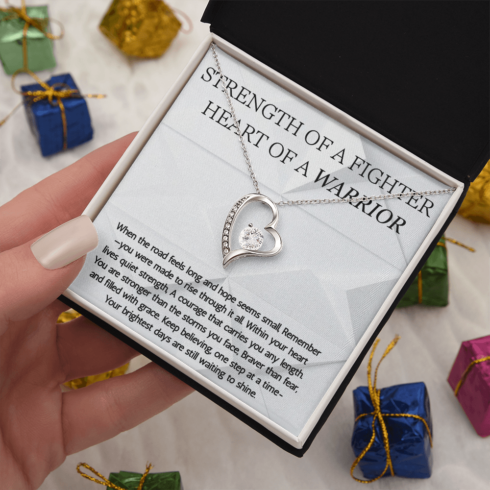 Warrior Forever Love Necklace, Strength of a Fighter Jewelry, Encouragement Gift