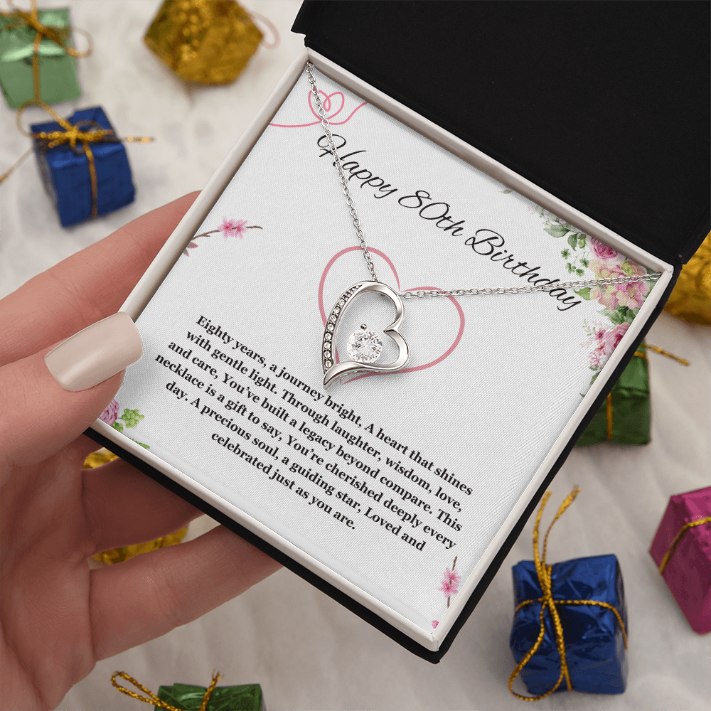 80th birthday gift for women, 80th birthday gift for mom, grandma, nana, Forever Love gift necklace, 80th birthday jewelry necklace, turning 80