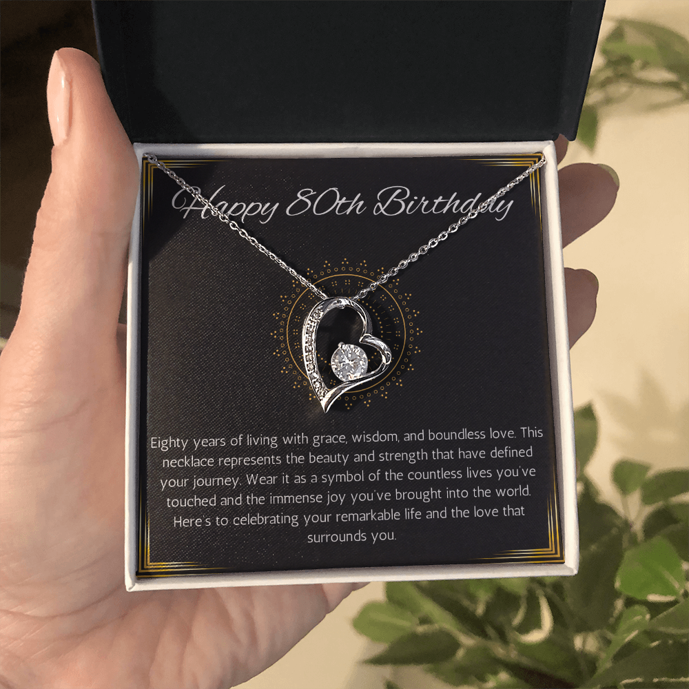 80th birthday gift for women, 80th birthday gift for mom, grandma, nana, Solitaire Crystal Necklace, 80th birthday jewelry necklace, turning 80