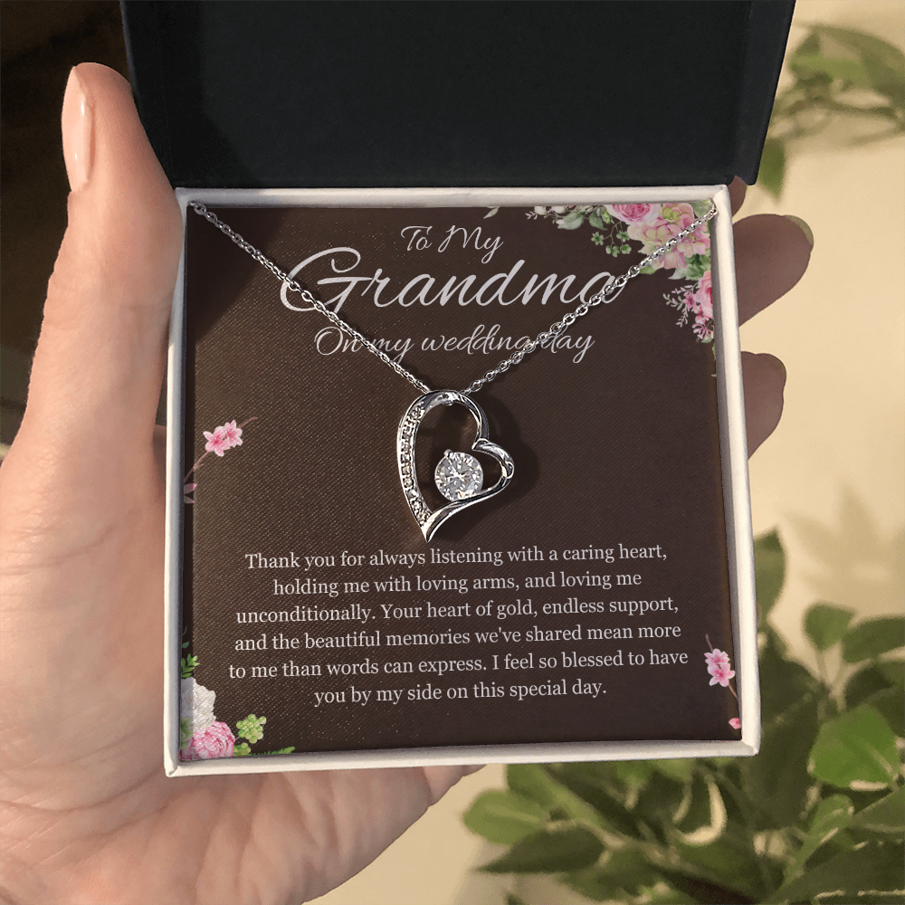 Grandmother of the Bride Gift Necklace Gift to Grandma on Wedding Day Bride Jewelry Forever Love Present